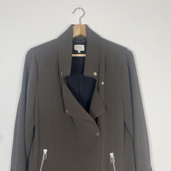 Aritzia Wilfred Womens Brown Stand-Up Collar Snap Military Jacket Size M - Picture 5 of 8
